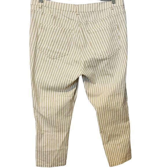 DREAMSTAR STRAIGHT LEG HI-RISE PANTS, WOMENS, 14 (34” WAIST) TAN & WHITE STRIPES - Picture 2 of 10
